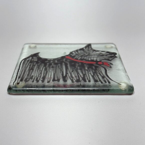 Glass by Kathryn Clear Glass Black Scottie Dog Square Coaster - Picture 2 of 6